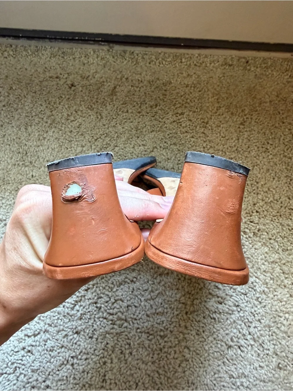 Staud Tan Thong Kitten Heel Sandals